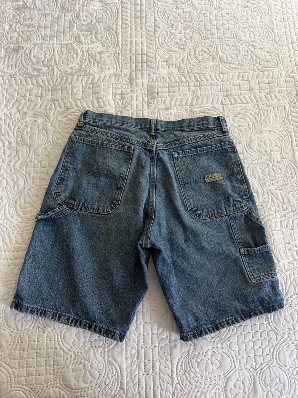 Vintage Wrangler Classic Blue Denim Cargo Baggy Carpenter Shorts Men’s 32